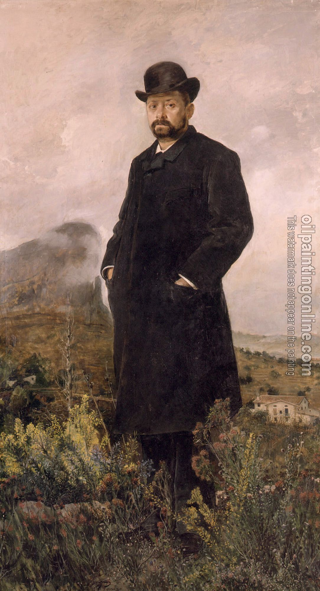 Ignacio Pinazo Camarlench - El invierno, Retrato de D Manuel Comas